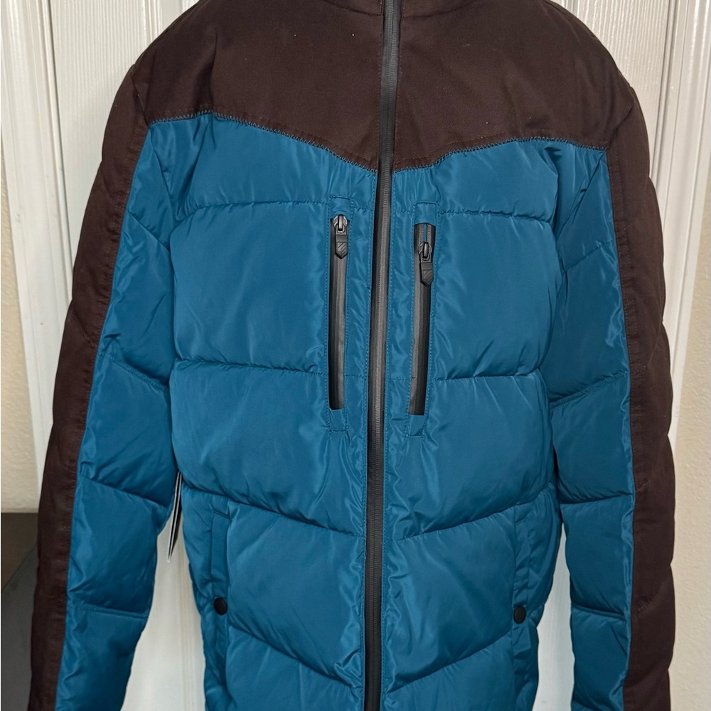 Rank•45 Puffer Jacket Men’s Large Teal Blue Brown Western Outdoor  Coat NWT